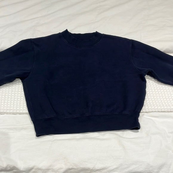 TNA Sweaters - 2XS/ XXS NAVY BLUE TNA FLEECE CROPPED SWEATSHIRT CREWNECK